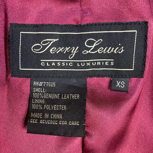 Vintage Leather Jacket Single Breasted Button Down Collared Purple Magenta XS - Picture 11 of 14